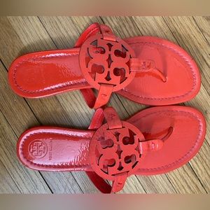 Tory Burch Miller Sandals Patent Red-Orange